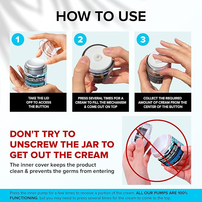 Anti-Aging Face Moisturizer with Retinol, Collagen & Hyaluronic Acid - Moisturizer Face Cream for Women & Men - Visibly Firming & Hydrating Neck Cream - Day & Night Skin Care - 1.7 fl oz (Pack of 2)