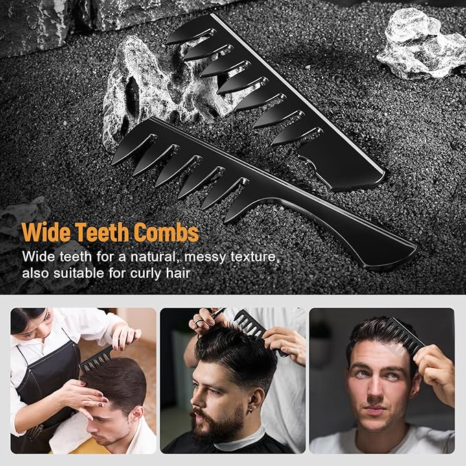 Stylemate Men's Hair Styling Combs and Brush Set - Roller Brush for Adding Volume, Pompadour, Slicked-back, Fauxhawk, Undercut Styling Combs