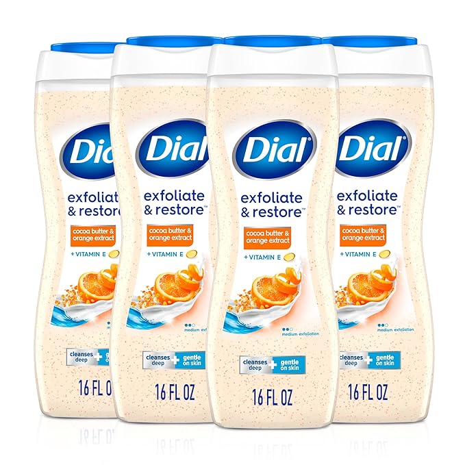 Dial Body Wash, Orange Peel & Cocoa Butter, Vitamin E, 16 Fl Oz, 4 Count