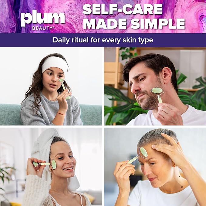 Plum Beauty Jade Roller - Face Roller, Gua Sha Facial Tools, Pack of 1