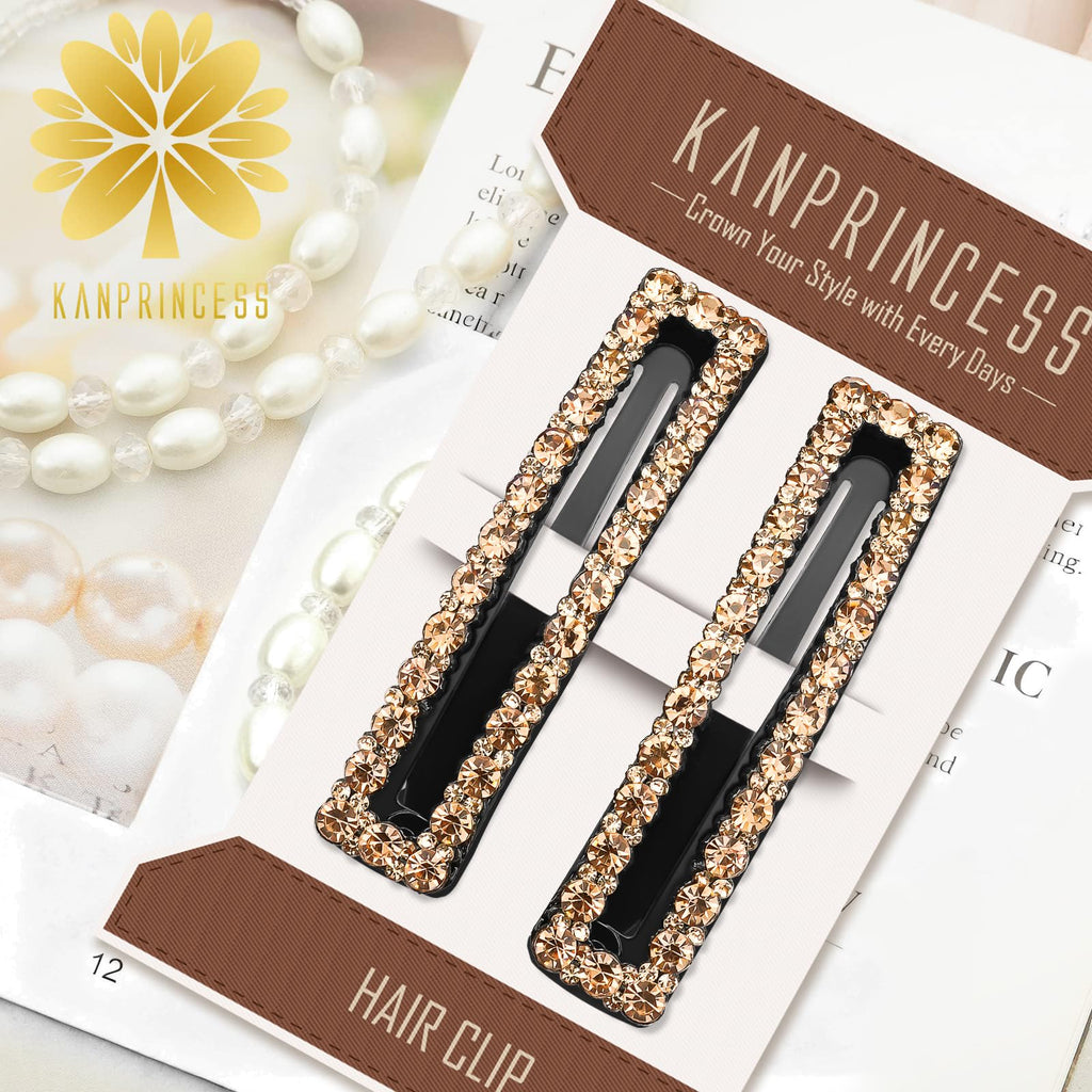 Kanprincess Rhinestone and Crystal Hair Clips 2-Pack, Sparkly Barrettes & Elegant Bling Accessories for Women & Girls(Set4)