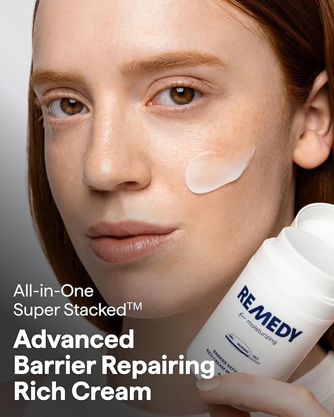 Remedy Rich Barrier Repairing Cream Face Moisturizer | Quadruple Ceramide Complex, Peptides and Squalane | Fragrance Free | Eczema Certified | Dry Sensitive Skin | By Dermatologist Dr Shah | 1.7 fl oz