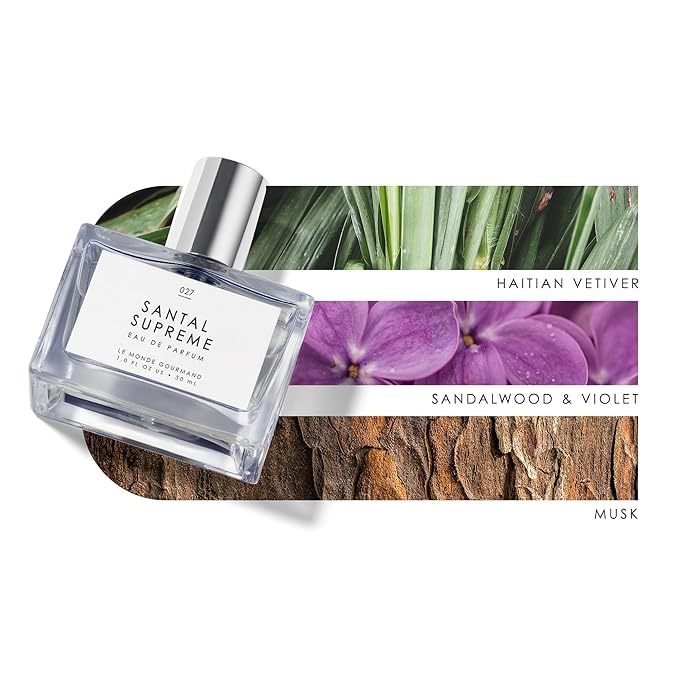 Le Monde Gourmand Santal Supreme Spray Eau de Parfum - Sandalwood, Violet, Musky Perfume Notes - 1 fl oz (30 ml)