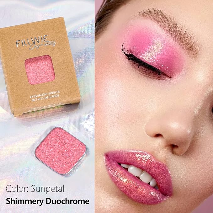 Fillwie Duochrome Chameleon Eyeshadow Single, Peach Pink With Gold Reflects