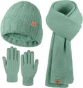 LOROME Winter Beanie Hat Gloves Scarf, Cashmere Hat Gloves Scarf Set Women