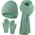 LOROME Winter Beanie Hat Gloves Scarf, Cashmere Hat Gloves Scarf Set Women
