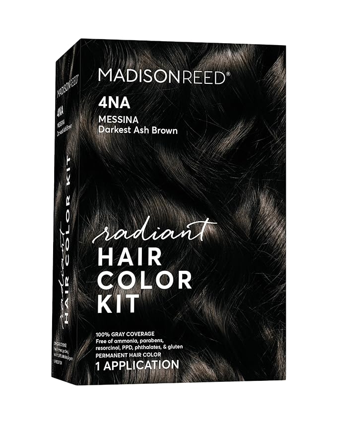 Madison Reed Radiant Hair Color Kit - 4NA Darkest Ash Brown with Cool Smoky Undertones (Messina Brown), Permanent Hair Dye, Superior Gray Coverage & Dimensional Color | PPD-Free & Ammonia-Free, 1 Pack