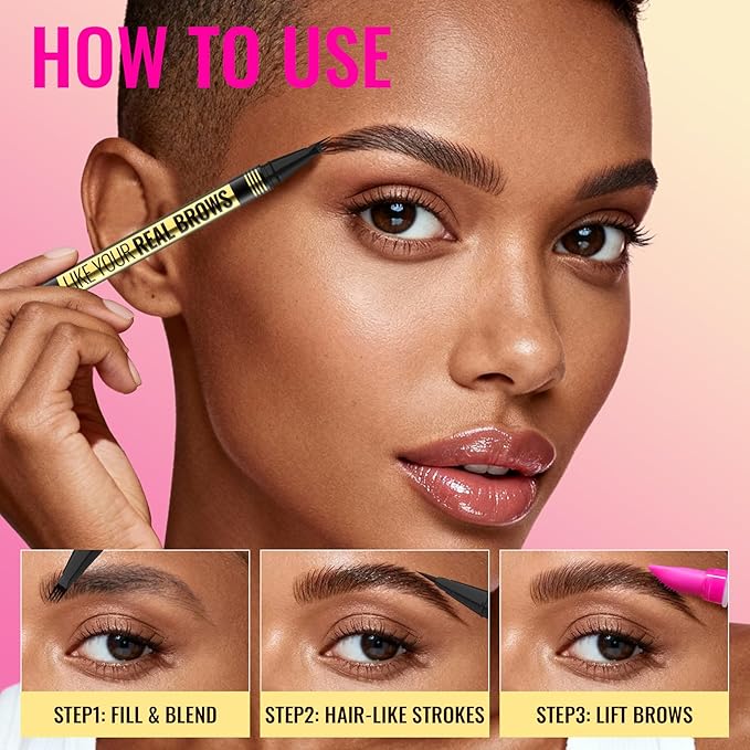 Vevivia Dual-Tip Microblading Eyebrow Pencil & Clear Brow Gel, Dark Brown