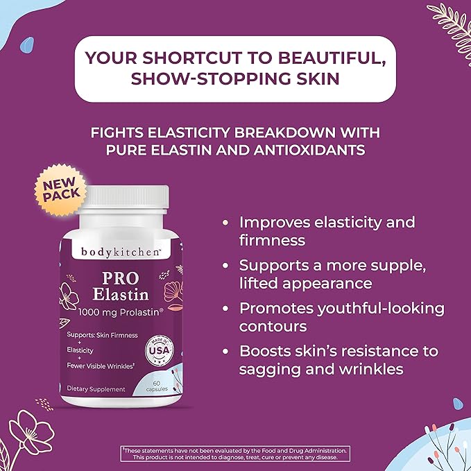 Body Kitchen Pro Elastin Peptides Supplement Marine-Derived, 60 Capules