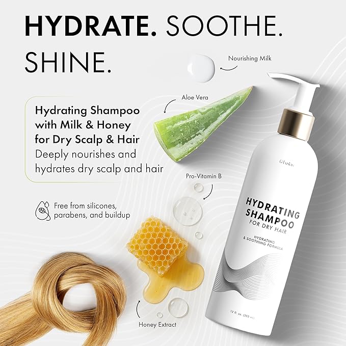 Hydrating Shampoo and Conditioner 2-in-1 for Dry Hair – Color Safe Shampoo and Conditioner in One Formula, Honey & Aloe Moisture Boost for Deep Hydration & Silky Shine, For Colored Hair (12 Fl Oz)