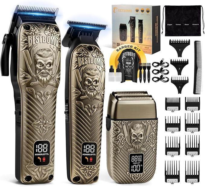 BESTBOMG® Hair Clippers for Men, Clipper, Trimmer & Shaver Set, BS-808DR