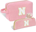 Sernaxi Personalized Initial Makeup Bag Trendy Stuff Corduroy Cosmetic Bag Travel Toiletry Bag, Valentine’s Day Gift Makeup Organizer Case & Makeup Pouch for Women teen Girls Mom Girlfriend Wife