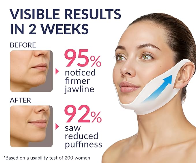 Stylia V Line Lifting Collagen Mask - Lift, Firm & Contour Jawline - Tightening Double Chin Strap with Hyaluronic Acid & Aloe - Neck Lift & Face Tightening Mask - Jawline Shaper Face Lift Tape (7PC)