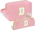 Sernaxi Personalized Initial Makeup Bag Trendy Stuff Corduroy Cosmetic Bag Travel Toiletry Bag, Valentine’s Day Gift Makeup Organizer Case & Makeup Pouch for Women teen Girls Mom Girlfriend Wife
