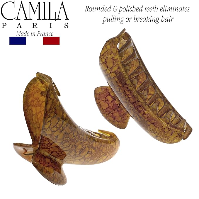 Camila Paris MP925 French Hair Clips for Women, 3.75" Large Claw Clip Strong Hold All Day, No Damage No Slip Claw Clips for Thick Curly Wavy Fine Straight Hair, Jaw Clip Made in France