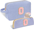 Sernaxi Personalized Initial Makeup Bag Trendy Stuff Corduroy Cosmetic Bag Travel Toiletry Bag, Valentine’s Day Gift Makeup Organizer Case & Makeup Pouch for Women Teen Girls Mom Girlfriend Wife