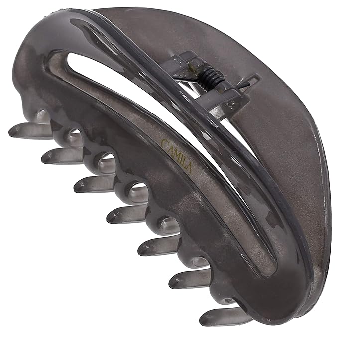 Camila Paris CP3124 French Hair Clips for Women, 3.5" Gray, Large Claw Clip Strong Hold All Day, No Damage No Slip Claw Clips for Thick Curly Wavy Fine Straight Hair, Jaw Clip Made in France