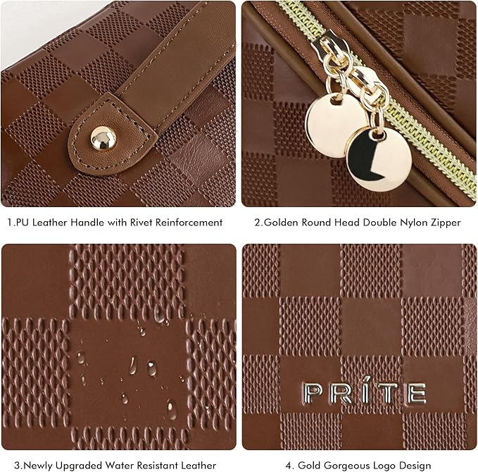 Prite Makeup Bag Travel Toiletry Bag Open Flat Cosmetic Organizer for Women