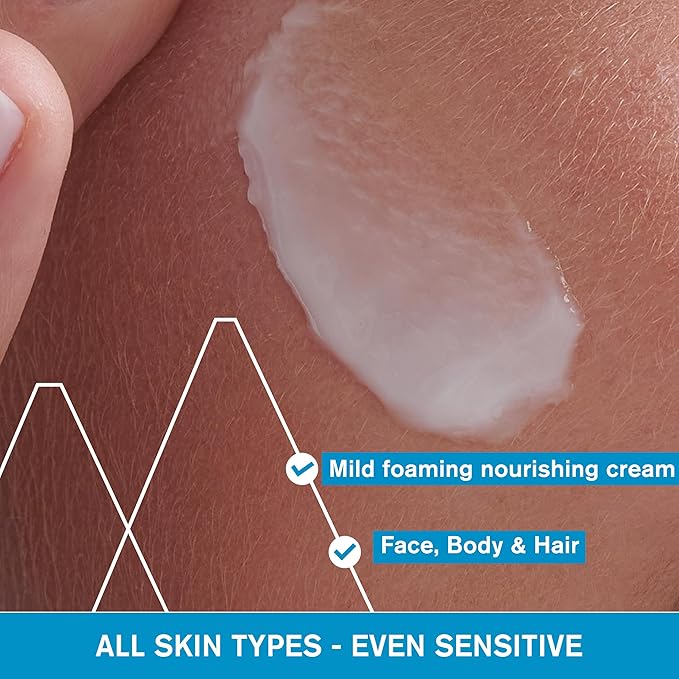 Uriage Daily Moisturizing Cleansing Cream With Shea Butter, 2-In-1 Body Wash: Cleanses & Nourishes, Fresh & Cocooning Perfume, Face, Body & Hair, Soap-Free, Physiological Ph