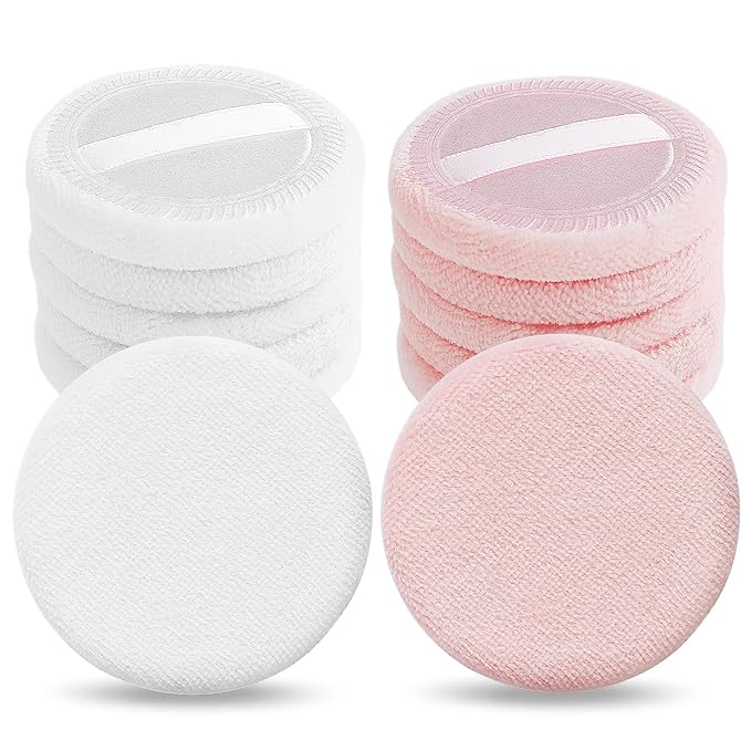 Sibba 12 PCS Blush Loose Powder Make Up Puff Face Setting Body Makeup Soft Velour Sponge Cosmetic Make Up Mini Portable Finger Applicator Holder Small Fluffy Highlighter Facial Cosmetic Cushion