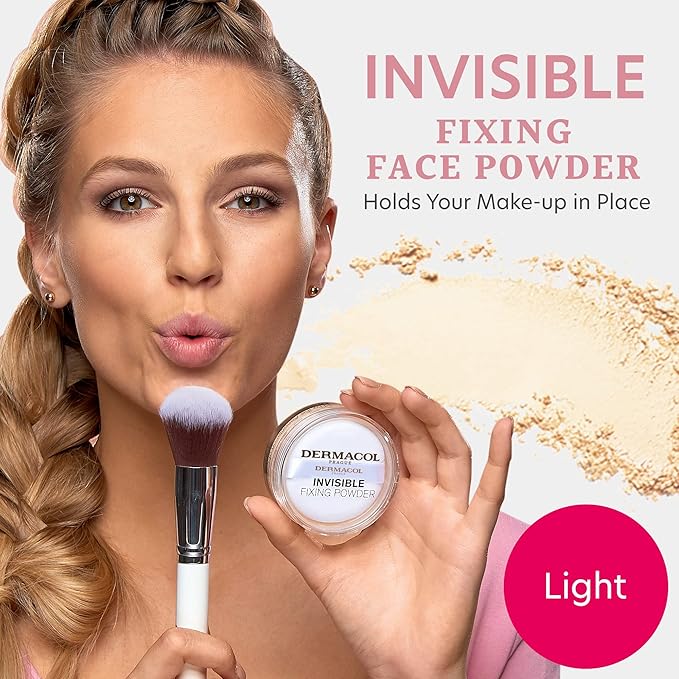 Dermacol Invisible Fixing Powder, Translucent Setting Powder, 0.46oz, Light