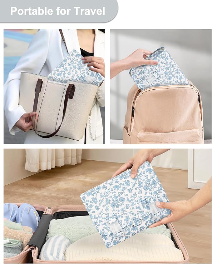 Relavel Small Hanging Toiletry Bag for Women, Floral Hanging Organizer
