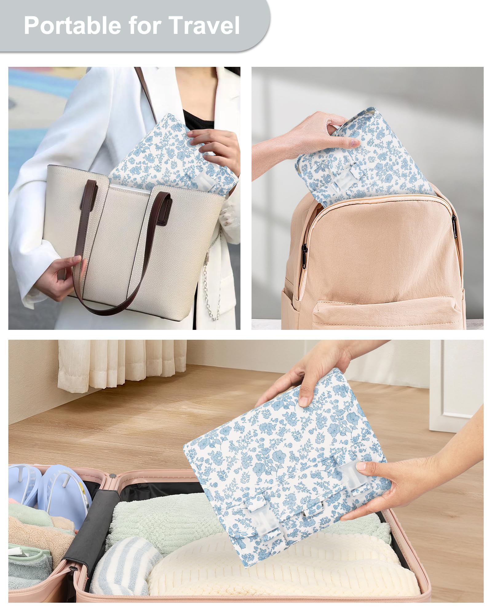 Relavel Small Hanging Toiletry Bag for Women, Floral Hanging Organizer