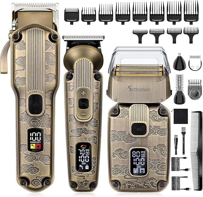Scttomon Beard Trimmer Kit Hair Clipper Set Professional Electric Foil Shaver Razor for Men Haircutting Machine for Barber Clippers and Trimmers Grooming Kit Nose Body Hair Trimmer