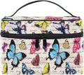 MNSRUU Makeup Bag, Vintage Butterfly Hand Written Text Travel Makeup Organizer Bag Cosmetic Cases Toiletry Bags for Girl Women Ladies