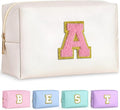 TOPEAST Initial Makeup Bag, Birthday Gifts for Women Girls, White A