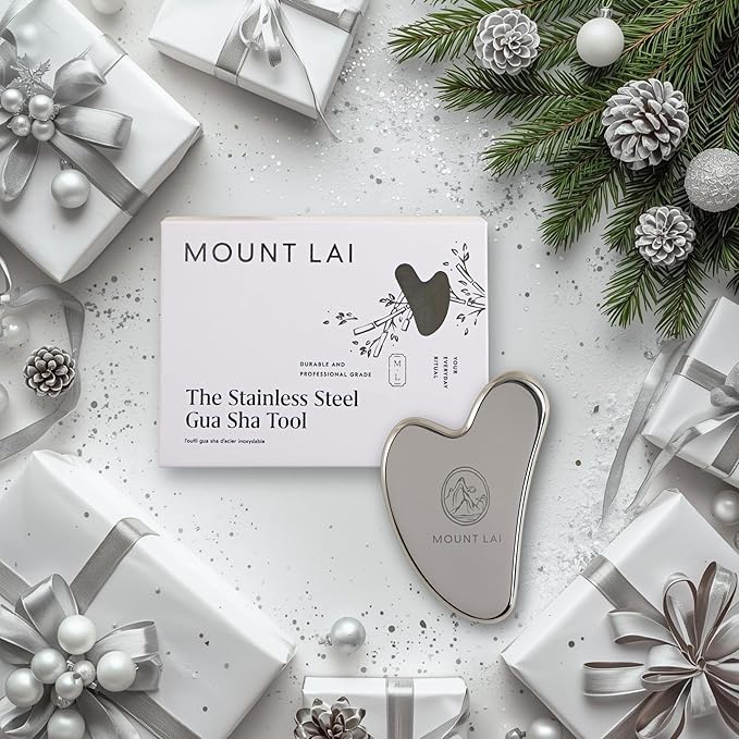 Mount Lai - The Stainless Steel Gua Sha Facial Lifting Tool | Face Sculpting Tool for Skin Care | Guasha Tool for Face and Body | Facial Massage Tools to Relieve Muscle Tension and Reduce Puffiness