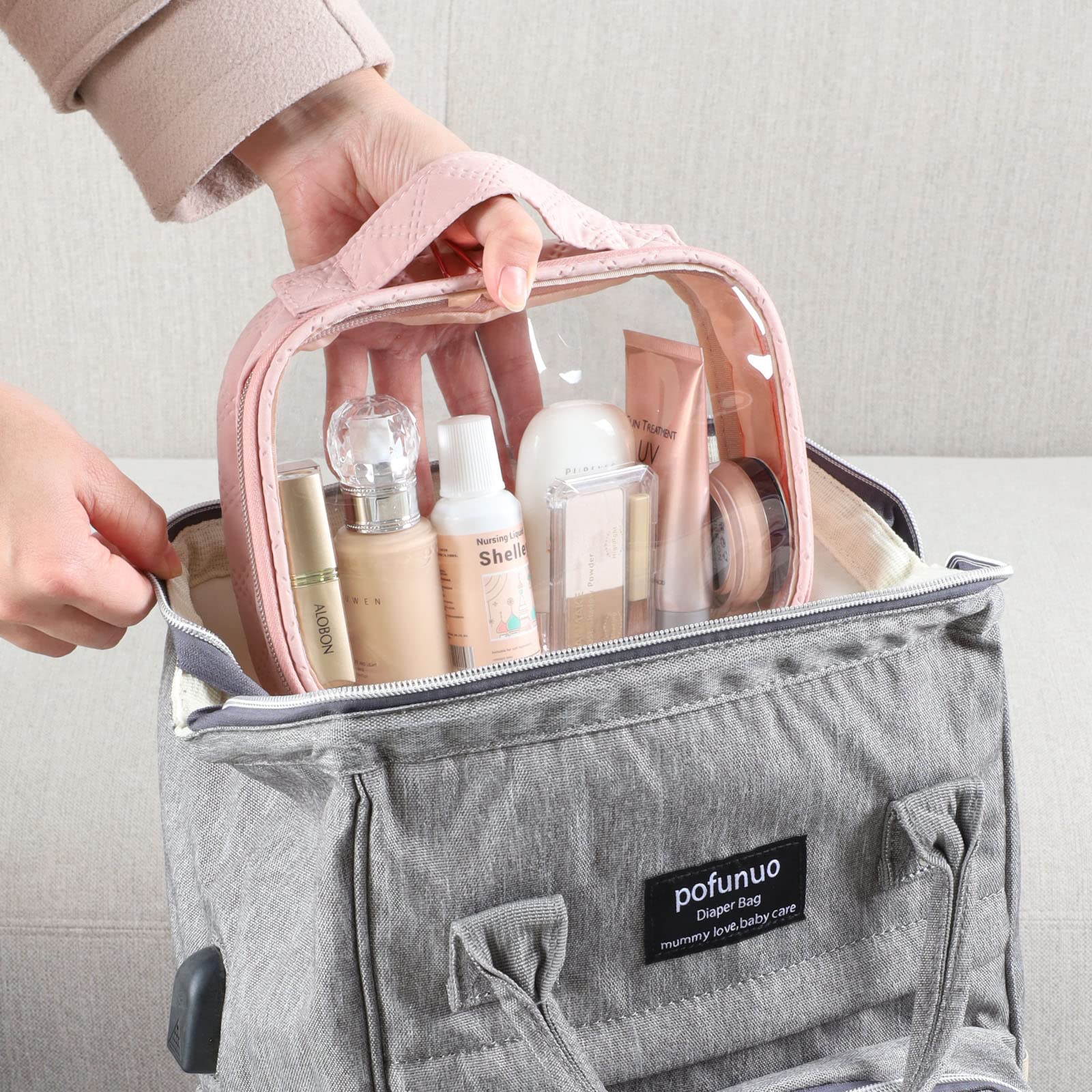 PACKISM Clear Makeup Bag Travel - TSA Approved Toiletry Bag, 3 Pack Pink
