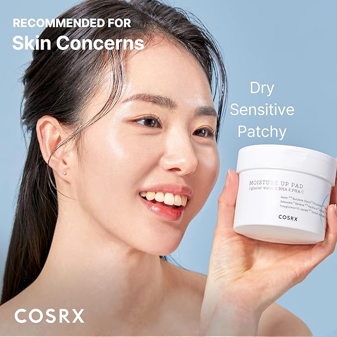 COSRX Moisture Up Pads 70 Sheets, BHA, Gentle Daily Exfoliant for Sensitive Skin, Preventing Breakouts, Moisturizing, Nourishing, Blemish Care, Korean Skin Care