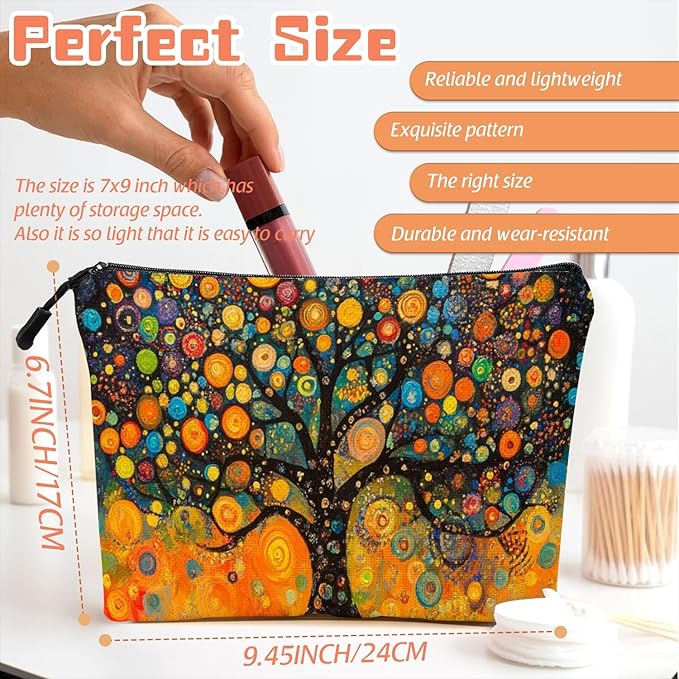 Scribesense Cosmetic Bags Travel Makeup Toilet Case Waterproof Pouch for Women Girls 6.7X9.45inches - Whimsical Chromatic Arbor