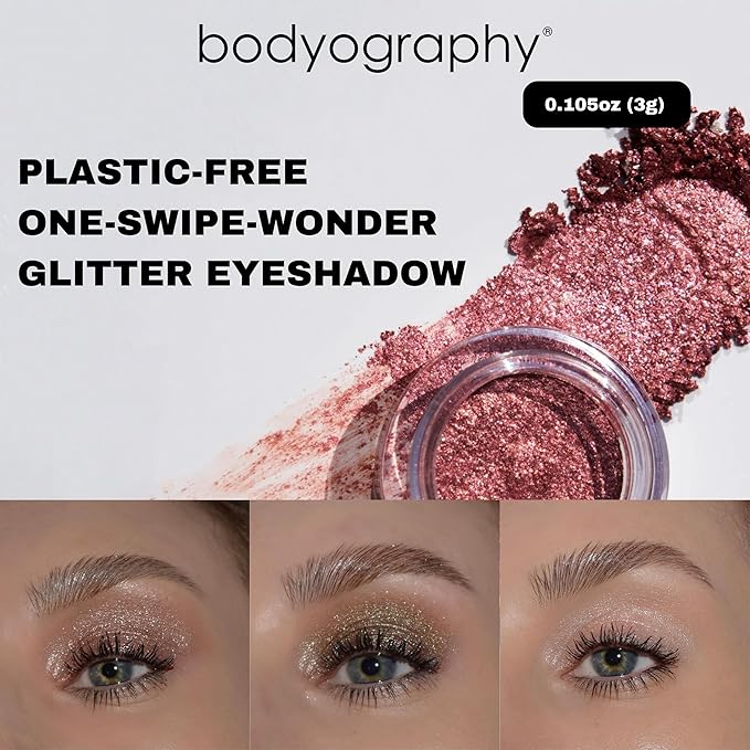Bodyography Glitter Pigment Eye Shadow | Long Wear Shimmer Eyeshadow | Vegan, Talc & Paraben Free | Cream Powder Formula | Prism (Green/Brown) 1.5 g