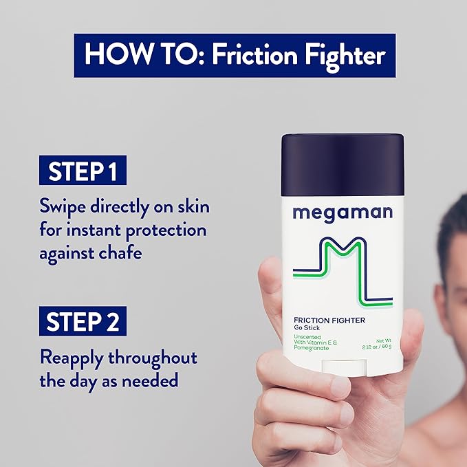 Megaman Friction Fighter, Stops Chafe & Irritation for 15k Steps, 2.12 oz