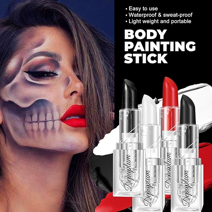 Depuplum Black Lipstick Shimmer Halloween Face Body Paint for Women