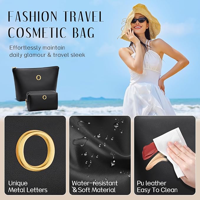 CLOUDWINGS Gifts for Women Girls Personalized Initial Travel Makeup Bag