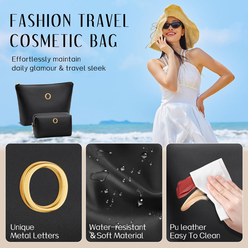 CLOUDWINGS Gifts for Women Girls Personalized Initial Travel Makeup Bag