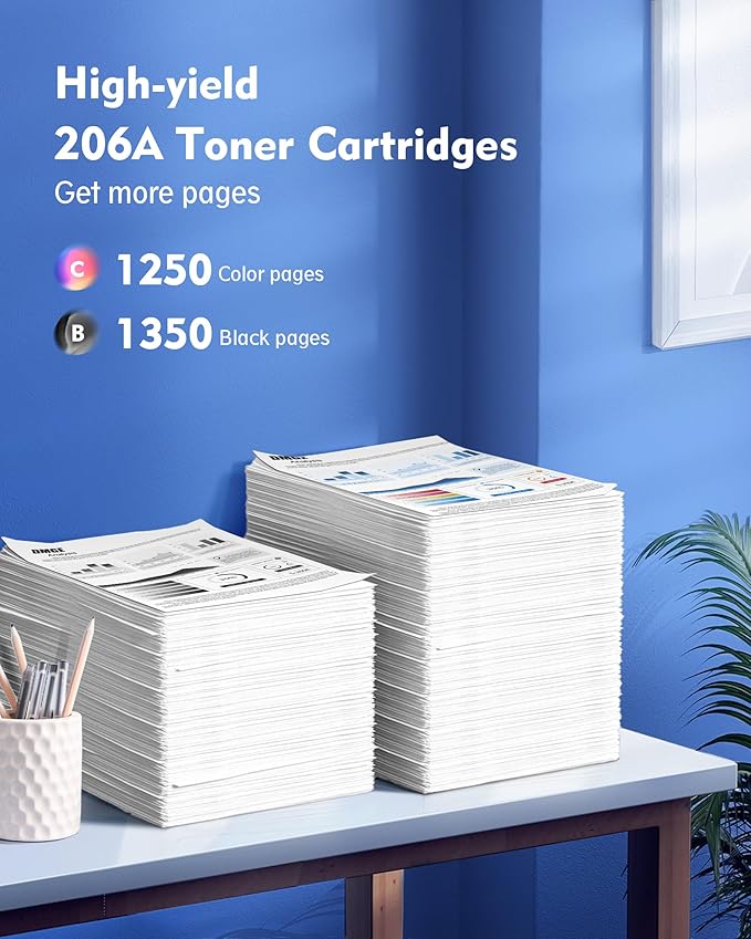 206A Toner Cartridges 4 Pack -M283fdw Toner Replacement for 206A 206X Toner Cartridges HP Set Compatible with HP Color LaserJet Pro MFP M283fdw M283cdw M255dw MFP M283 M255 PrinterSeries(4 Pack)