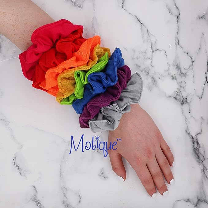 6 Pack Large Solid Scrunchies Hair Elastics (Neon Orange)