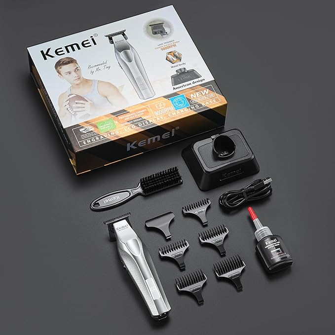 KEMEI Hair Trimmer for Men 9000 RPM Zero Gapped Trimmers for Barbers