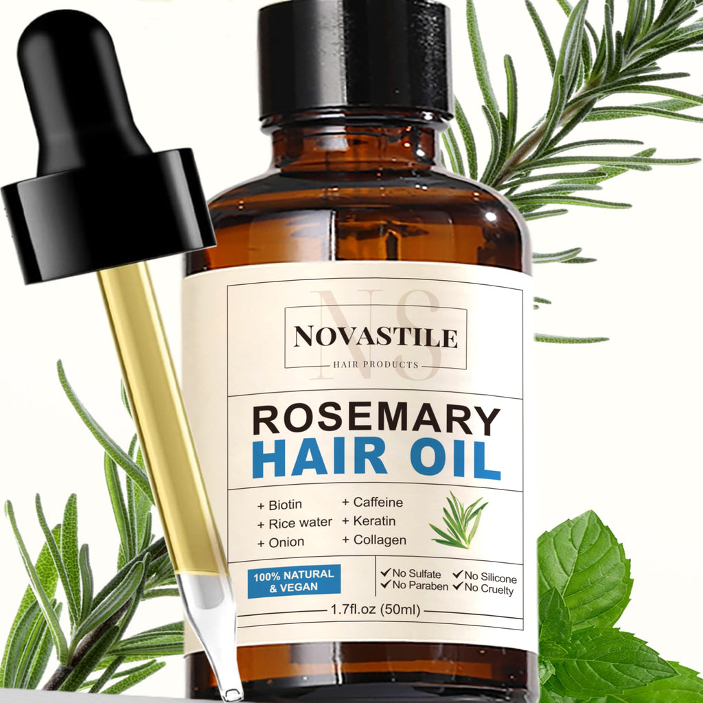 Novastile Rosemary Hair Oil – Dry Scalp & Split End Treatment with Biotin & Essential Oils for Strengthening, Nourishing, Moisturizing & Supporting Longer, Healthier Hair