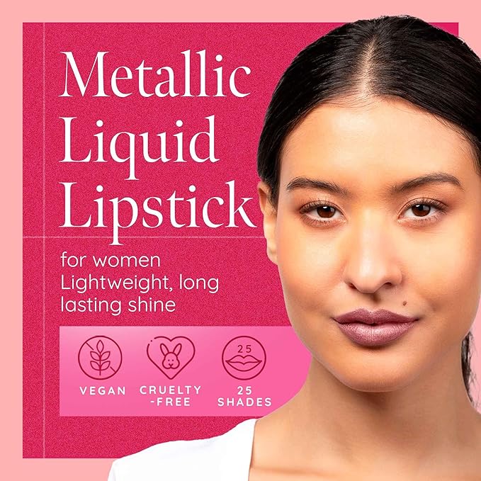 Aromi Dusty Rose Metallic Liquid Lipstick (Pixie Dust)