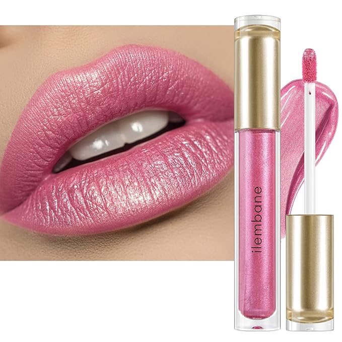 ilembane Mauve Pink Metallic Shimmer Liquid Lipstick Long Wear - Light Up