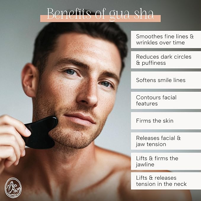 Mount Lai -The Black Obsidian Gua Sha Facial Lifting Tool | Face Sculpting Tool for Skin Care | Guasha Tool for Face and Body | Facial Massage Tools to Relieve Muscle Tension and Reduce Puffiness