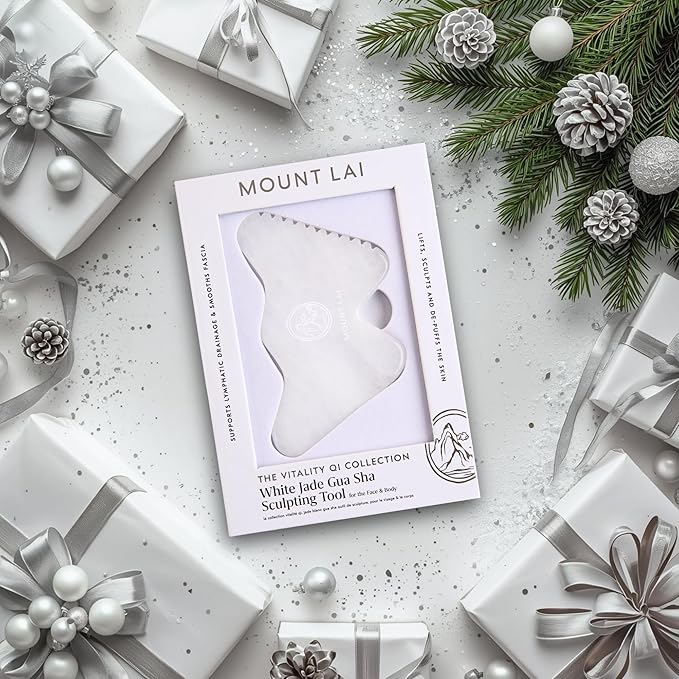 Mount Lai - The Vitality Qi White Jade Gua Sha Sculpting Tool | Face Sculpting Tool for Skin Care | Guasha Tool for Face and Body | Facial Massage Tools to Relieve Muscle Tension and Reduce Puffiness