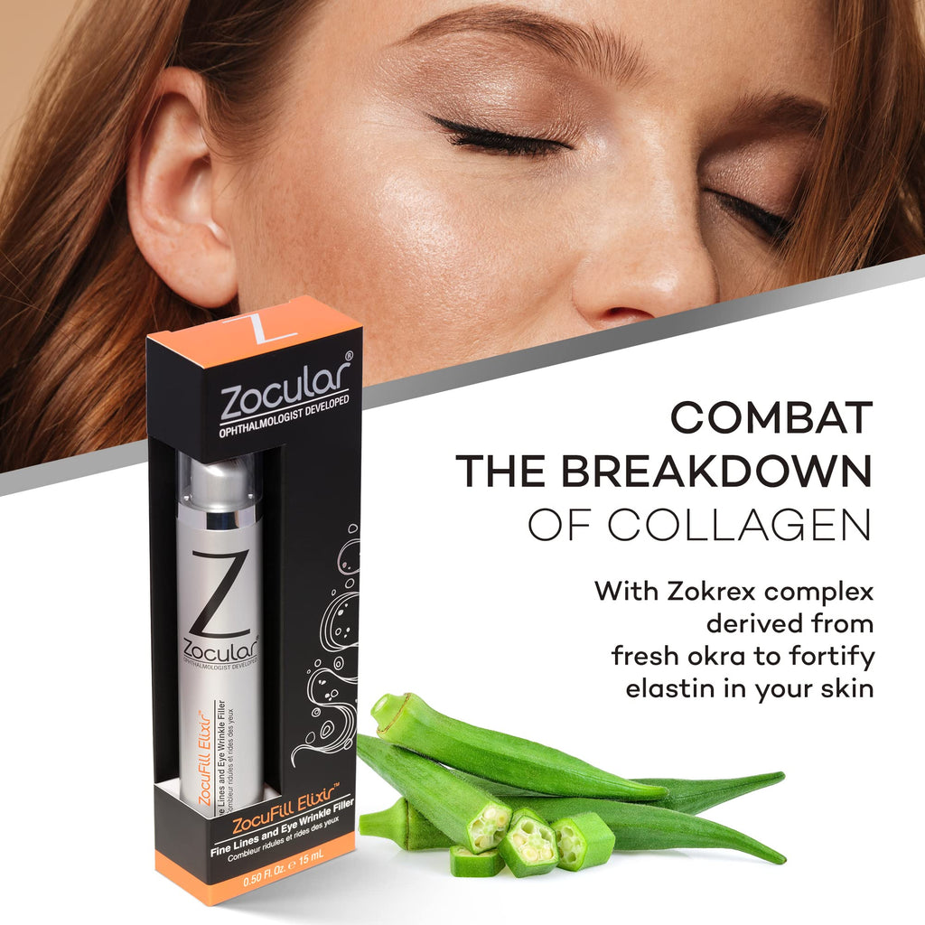 Zocufill Elixir Eye Gel and Face Serum, Fine Lines & Wrinkles Filler, 15mL