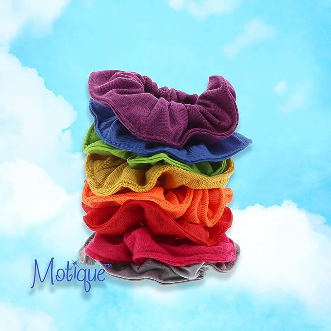 6 Pack Large Solid Scrunchies Hair Elastics (Neon Orange)