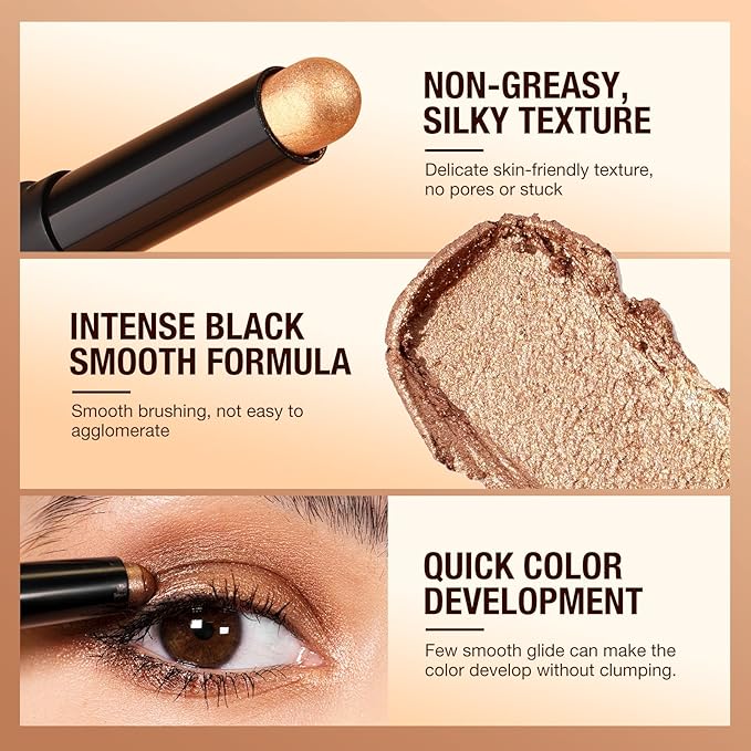 LANGMANNI 8 Color Waterproof Dual-Ended Eyeshadow Stick Set, Eye Makeup #B